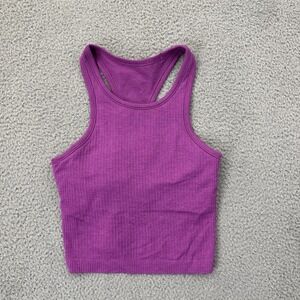 Lululemon Ebb to Street Cropped Racerback Tank Top Vivid Plum Athletic Women's 4
